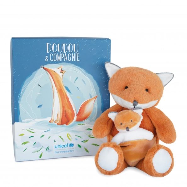  - unicef - plush fox with baby 25 cm 
